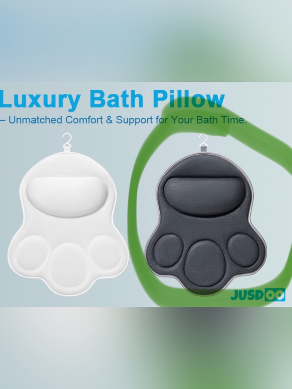 New Open Box BLACK Bath Pillow for Tub Neck and Back Support - Upgraded Non-Slip